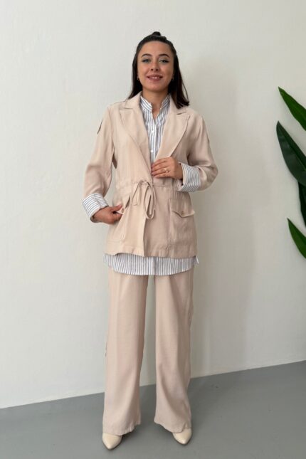 Verda Classic Pantolonlu Takım-Bej